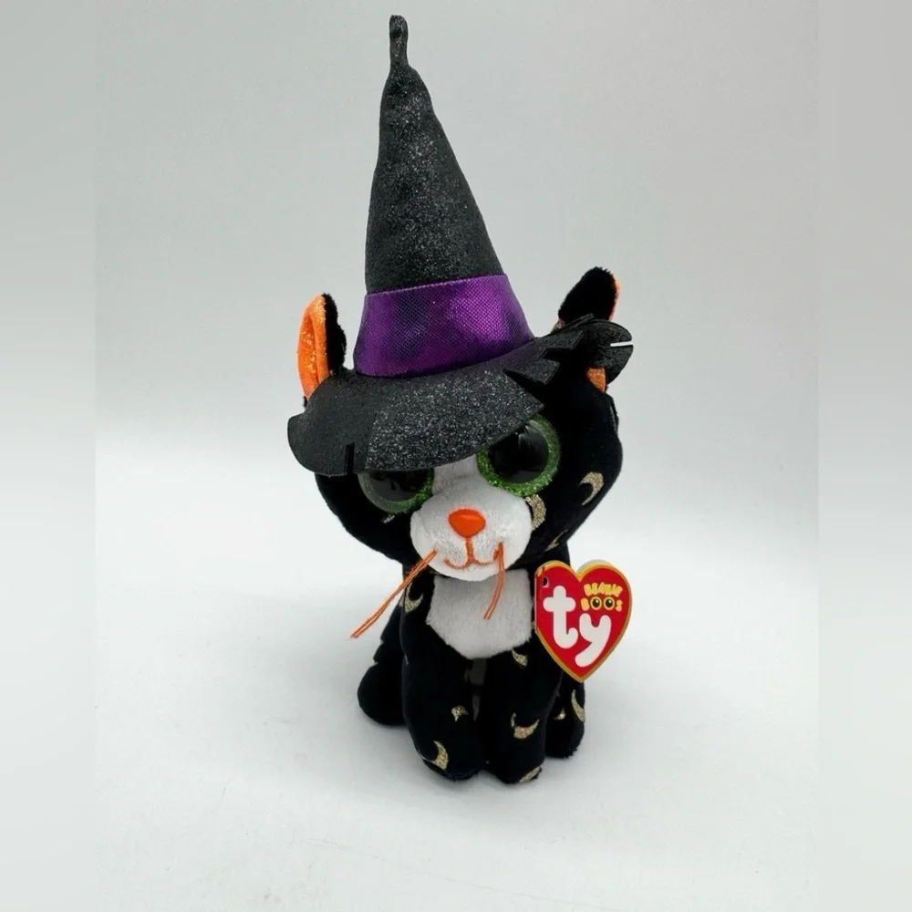 Ty beanie Pandora Black Cat Toy with Purple Hat
